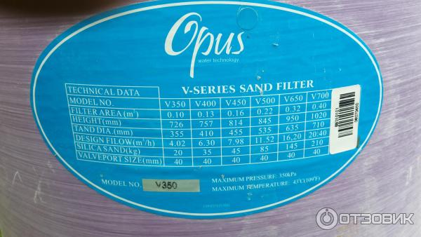 Характеристики песочного фильтра