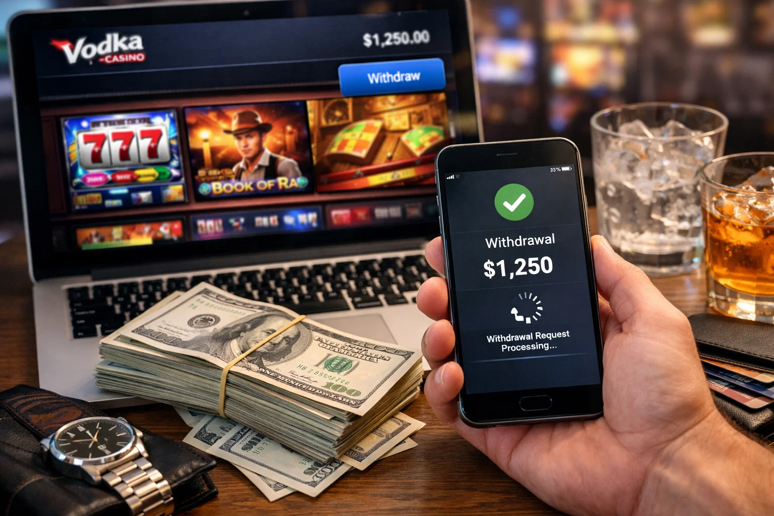 Как быстро вывести деньги с Vodka казино: сроки обработки заявок